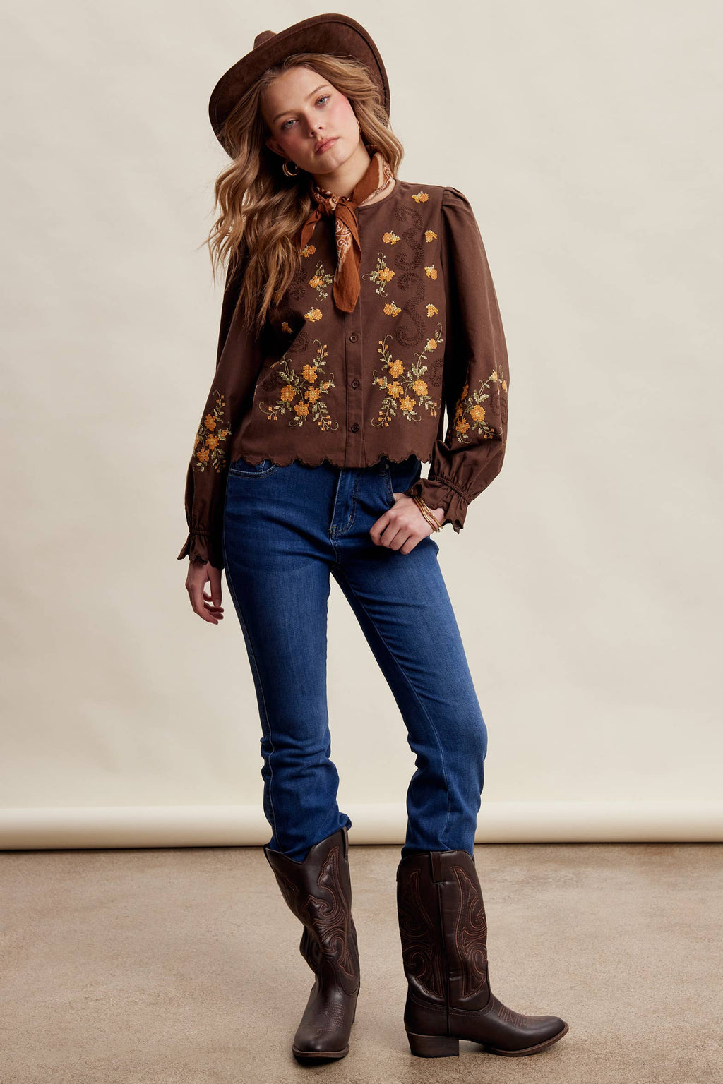 Embroidered Scallop Hem Cotton