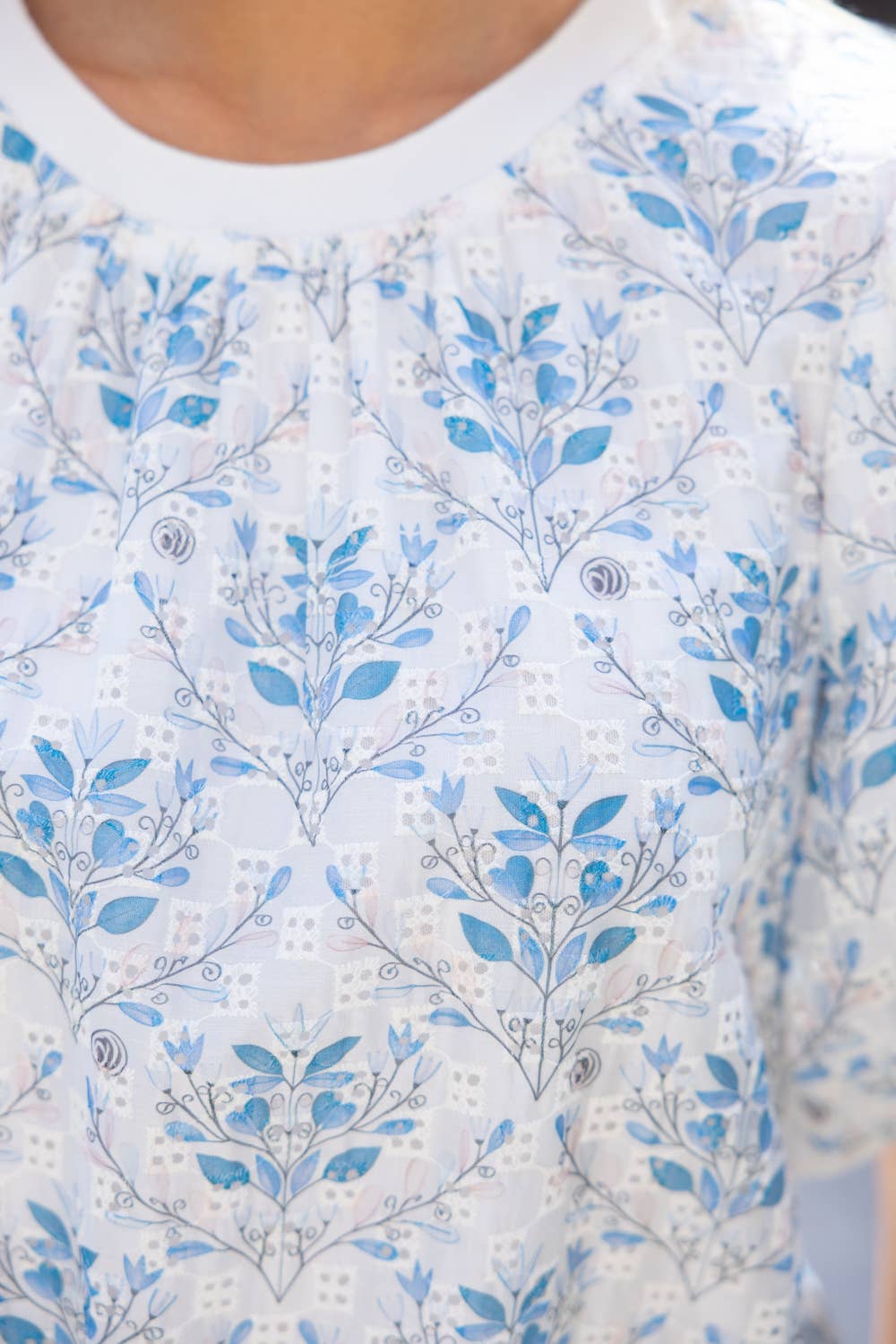 Embroidered Floral Print Top