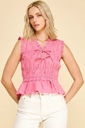 Front tie pink top