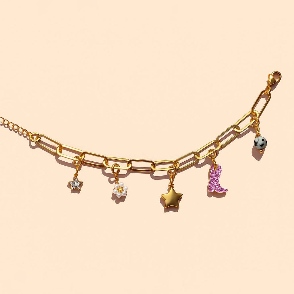 Paperclip Charm Keeper Bracelet - 18K Gold Plated by Peter & June