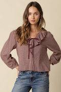 Alexa Gingham Ruffle Blouse