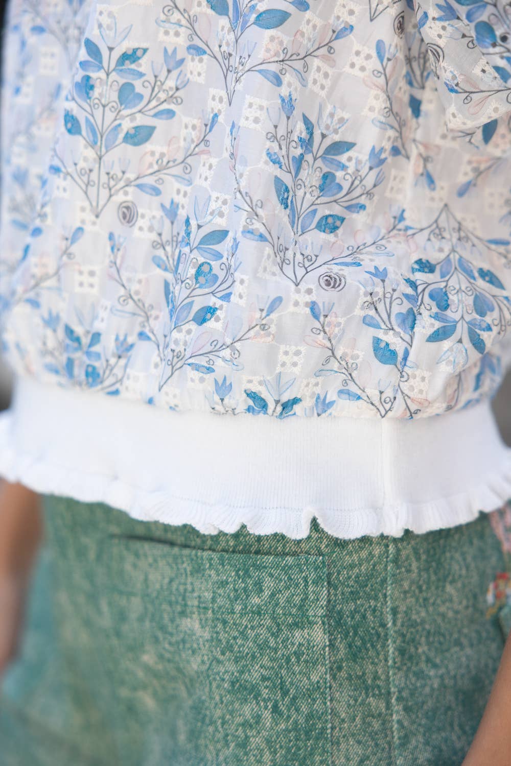 Embroidered Floral Print Top