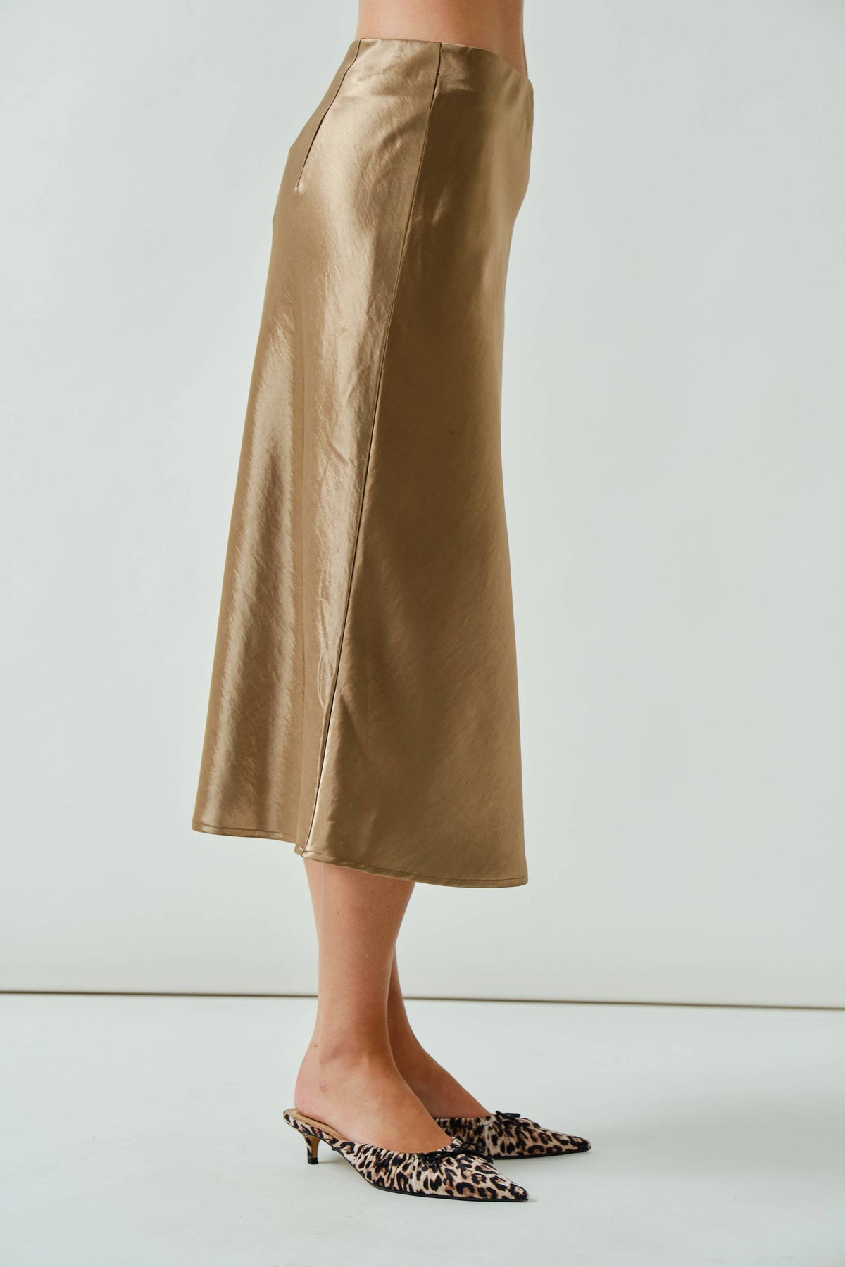 A LINE SATIN MIDI SKIRT