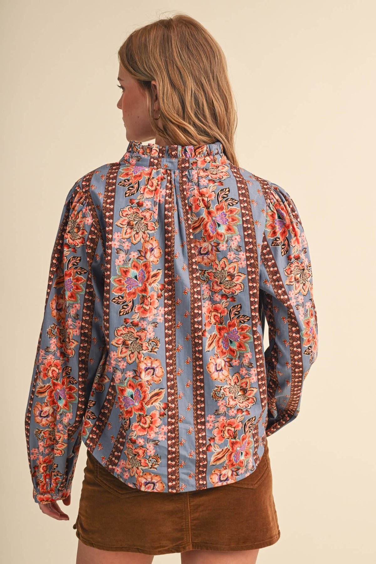 FLORAL BORDER PRINT BUTTON UP