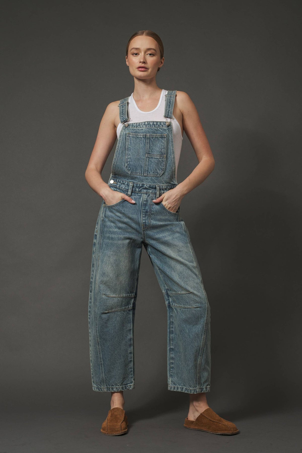 SLOUCHY RELAX FIT DENIM OVERALL