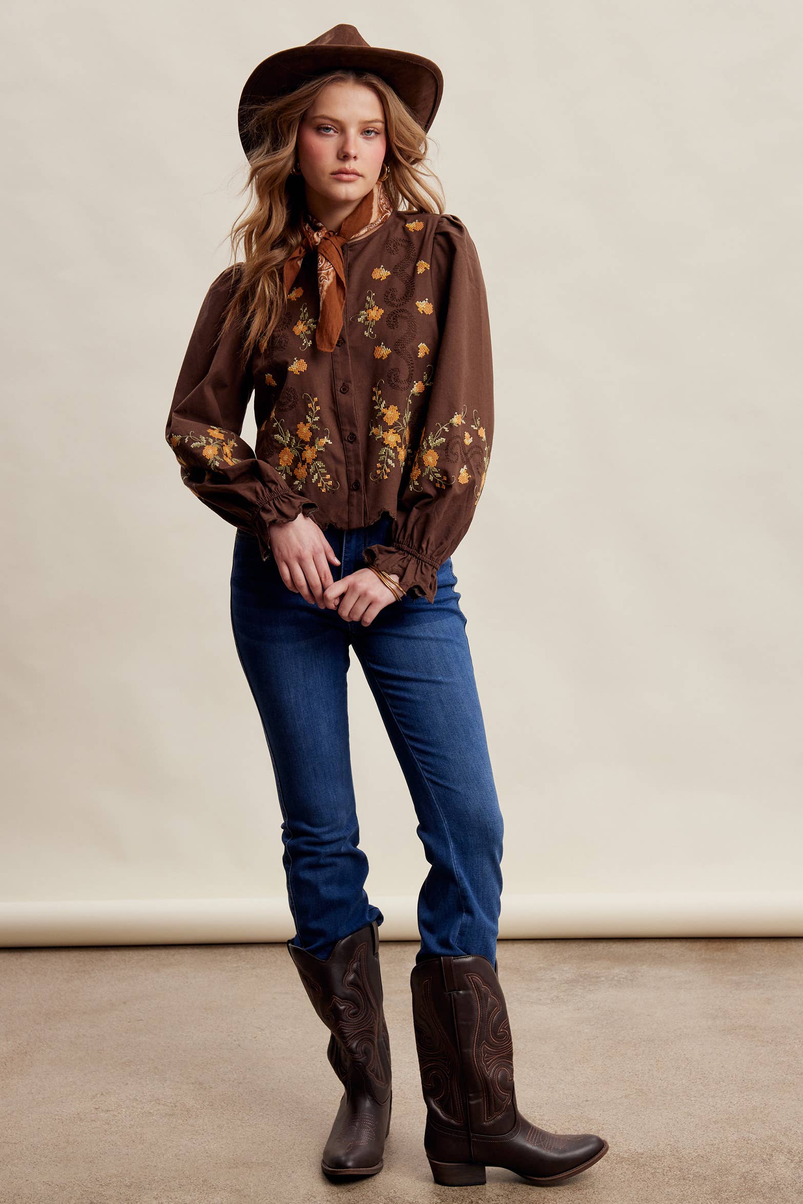 Embroidered Scallop Hem Cotton