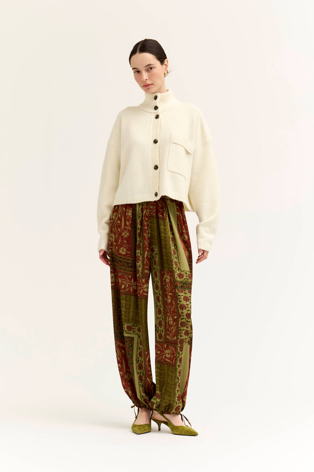 FUNNEL NECK CROP CARDIGAN