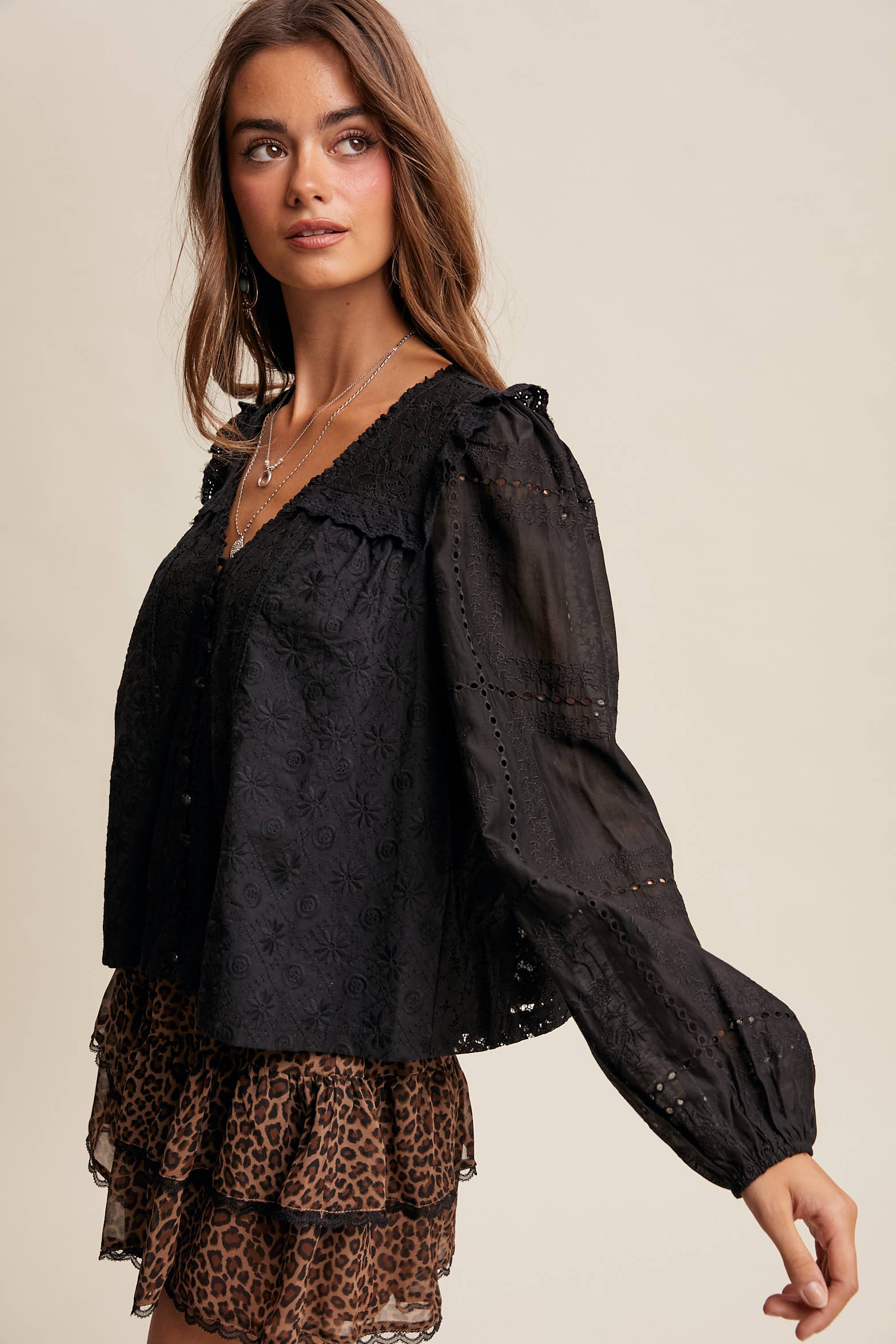 Delicate Embroidered Lace Blouse