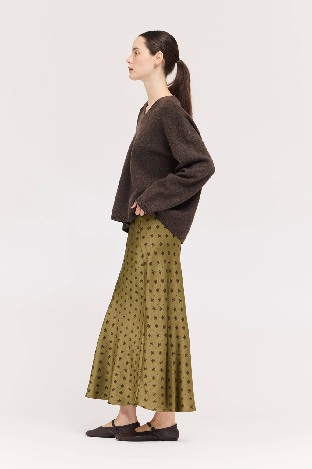 FLORAL SATIN SLIP SKIRT