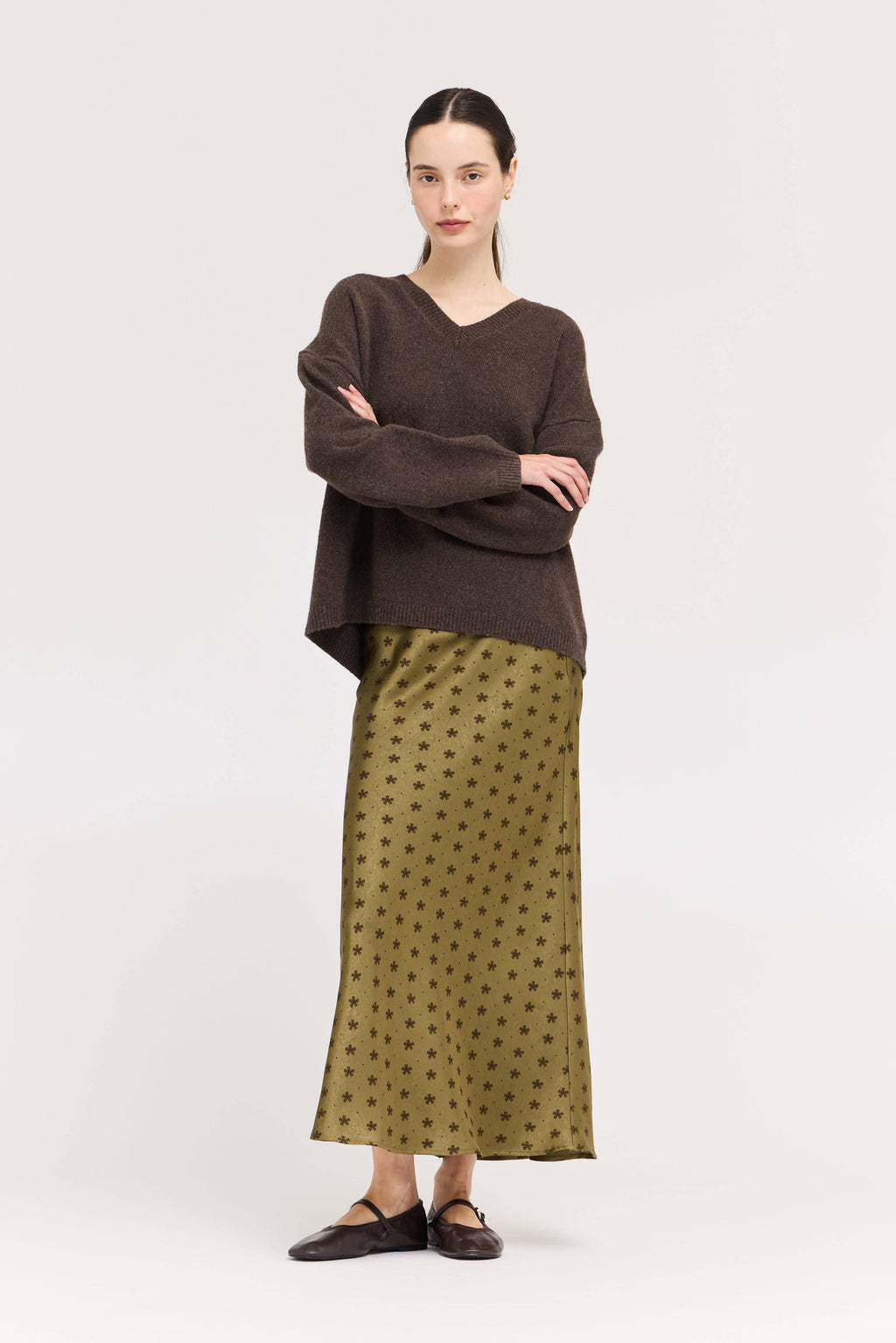 FLORAL SATIN SLIP SKIRT