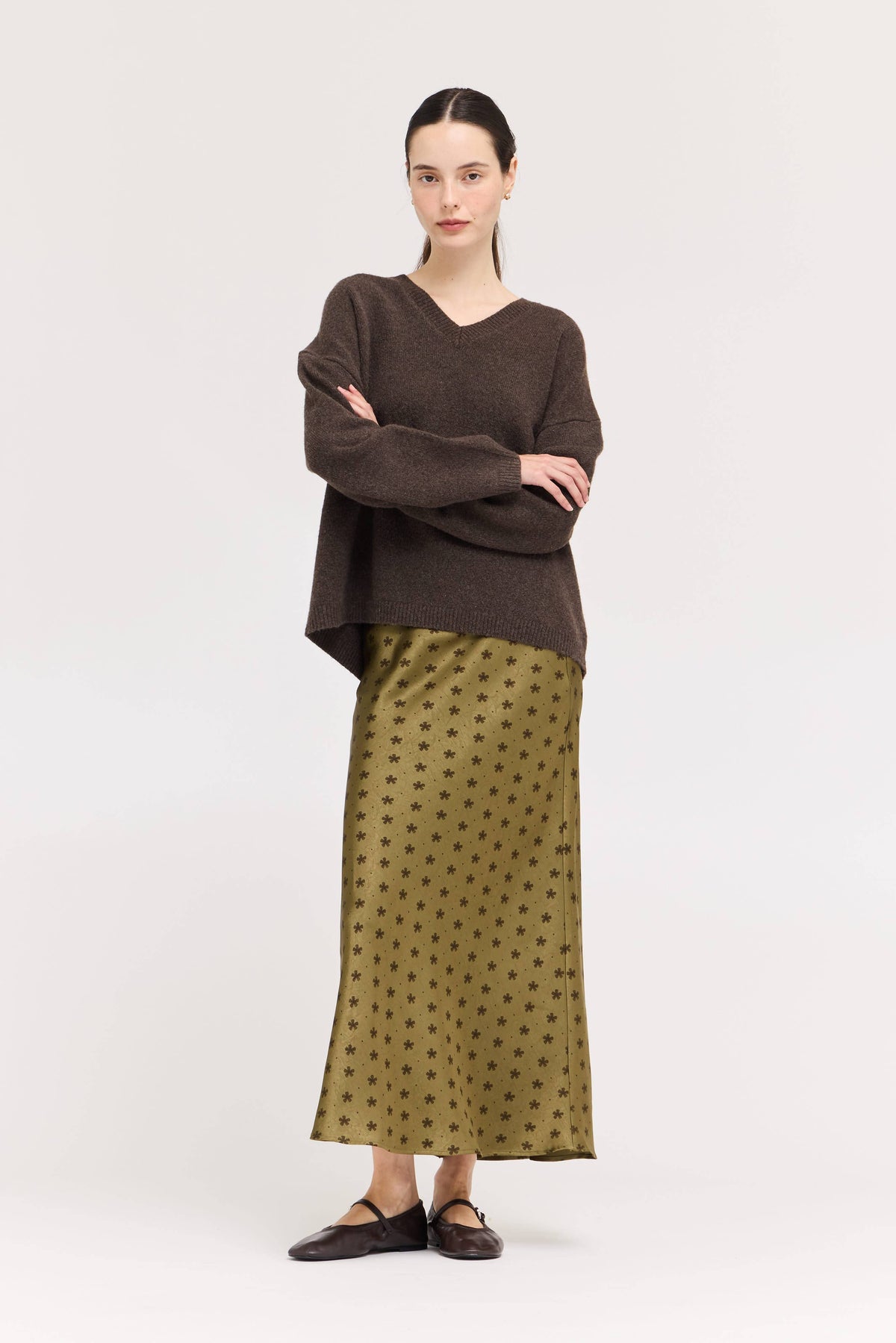 FLORAL SATIN SLIP SKIRT