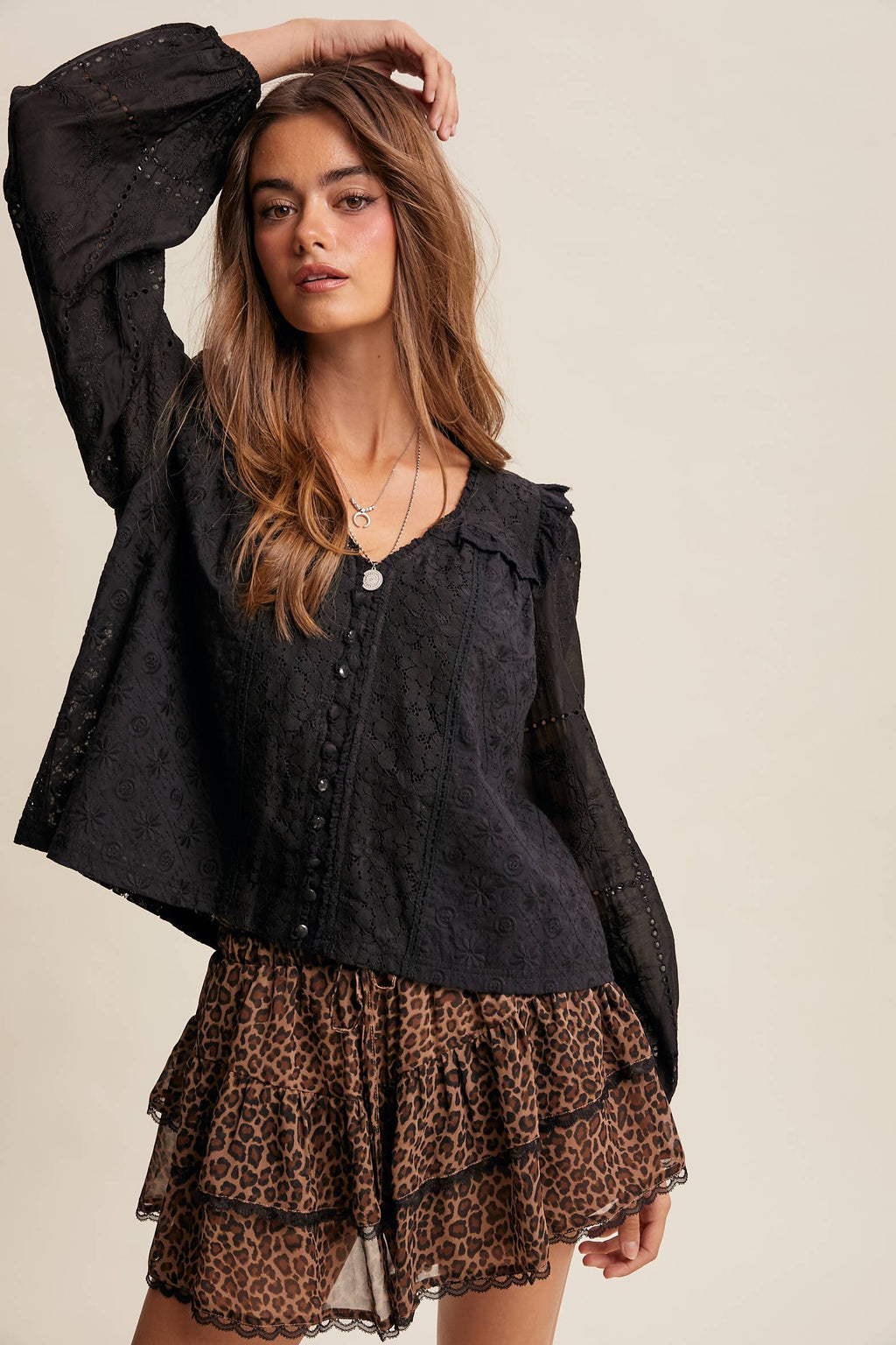 Delicate Embroidered Lace Blouse