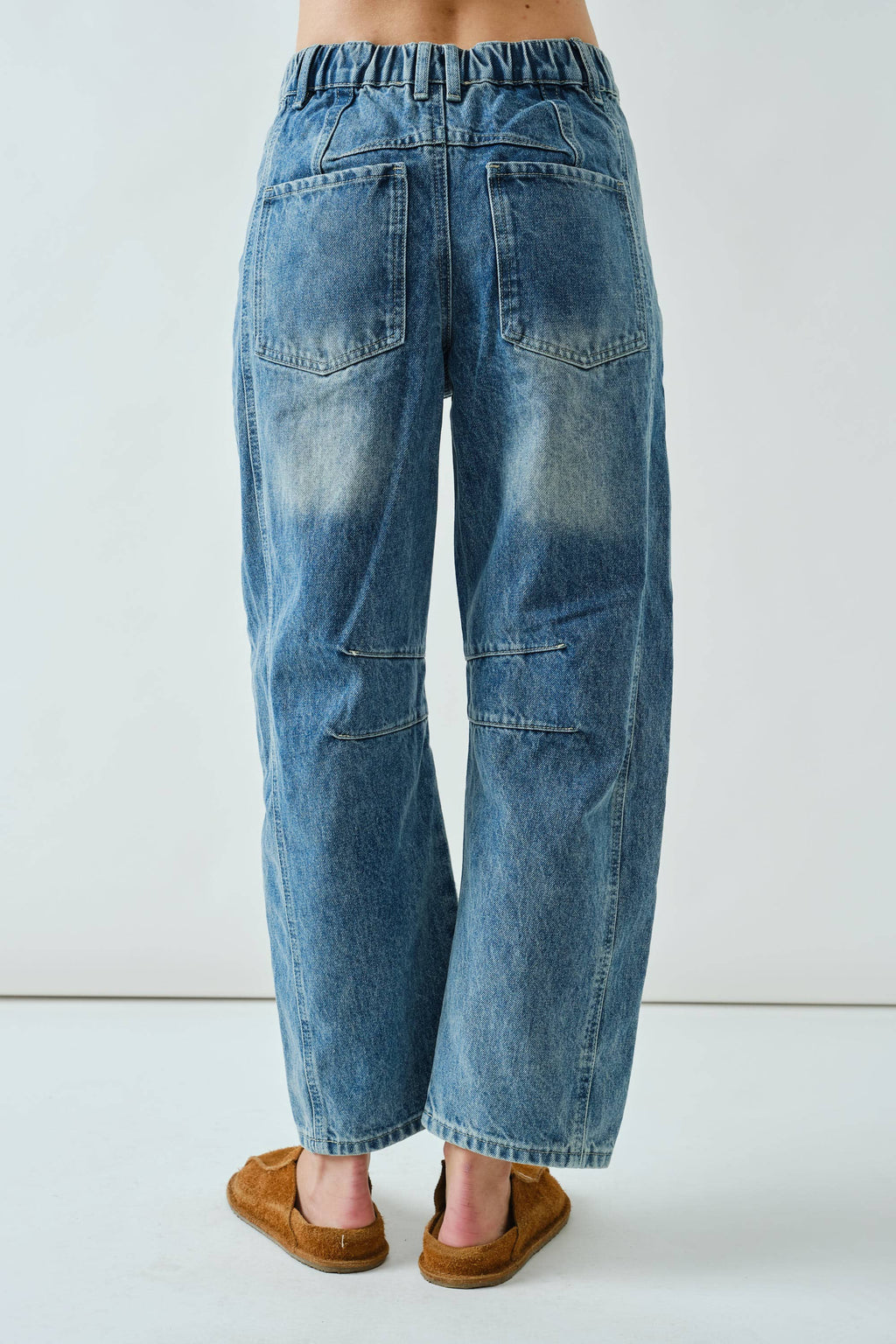 Embroidered Cotton Barrel Pants