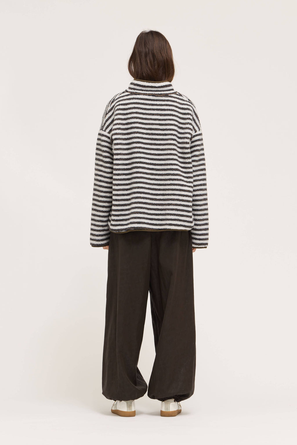 STRIPE ZIP UP FLEECE JACKET