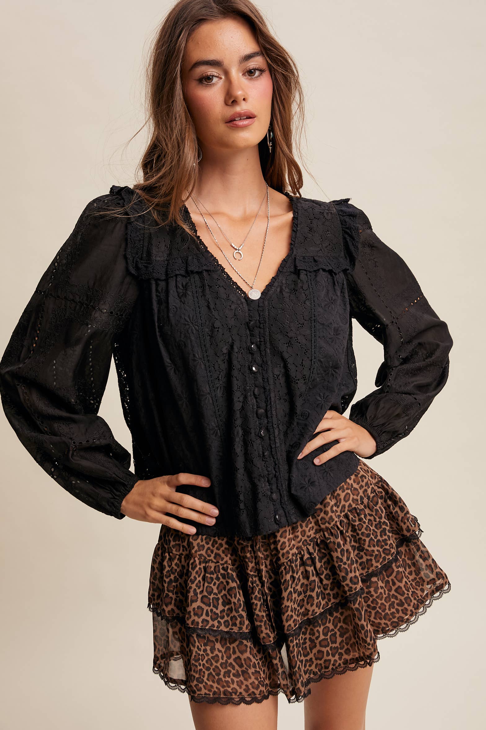 Delicate Embroidered Lace Blouse