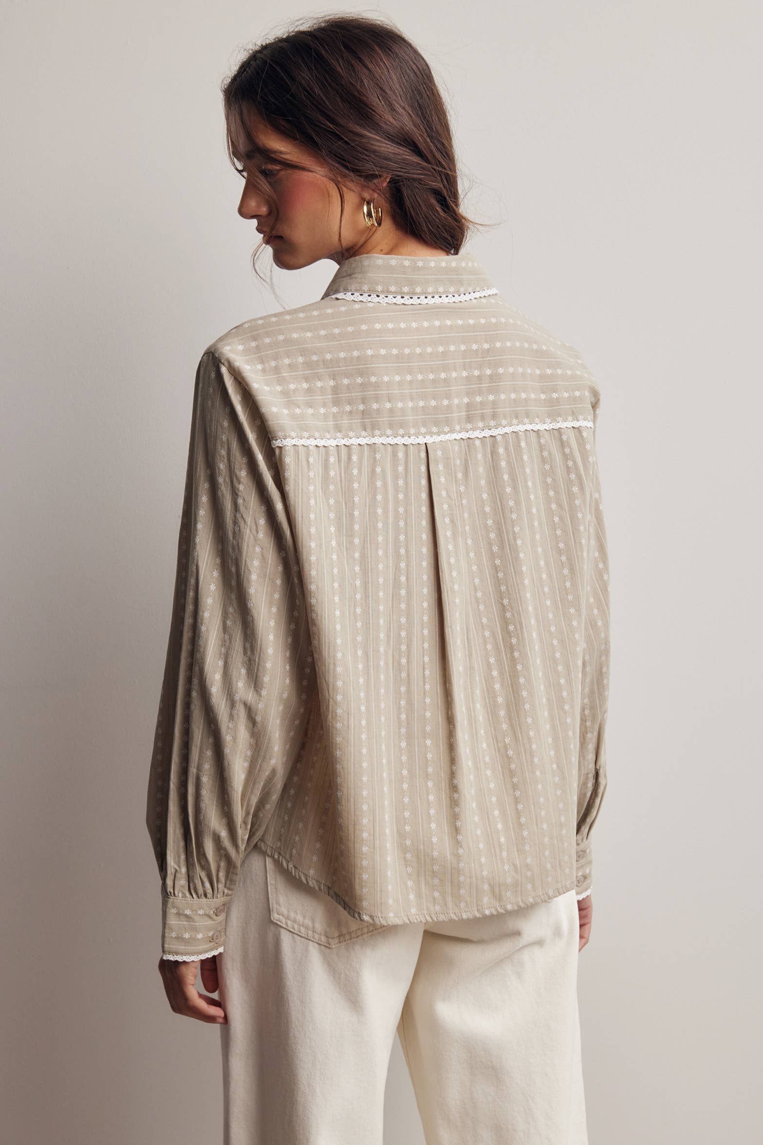 Lace Trim Embroidered Blouse