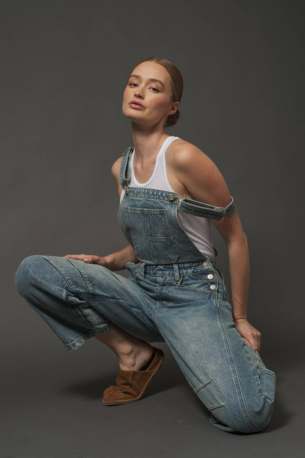 SLOUCHY RELAX FIT DENIM OVERALL