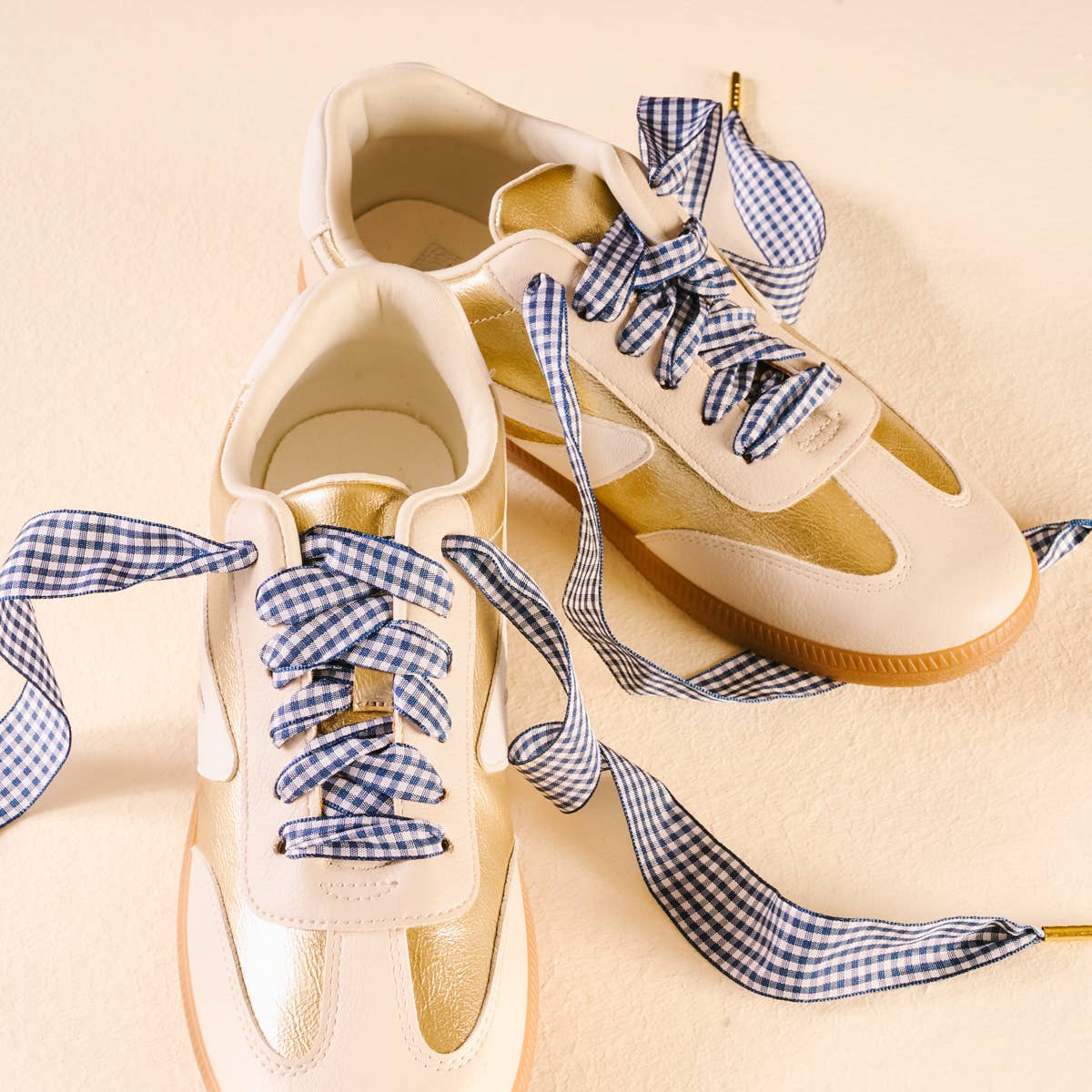Navy Gingham Shoelaces