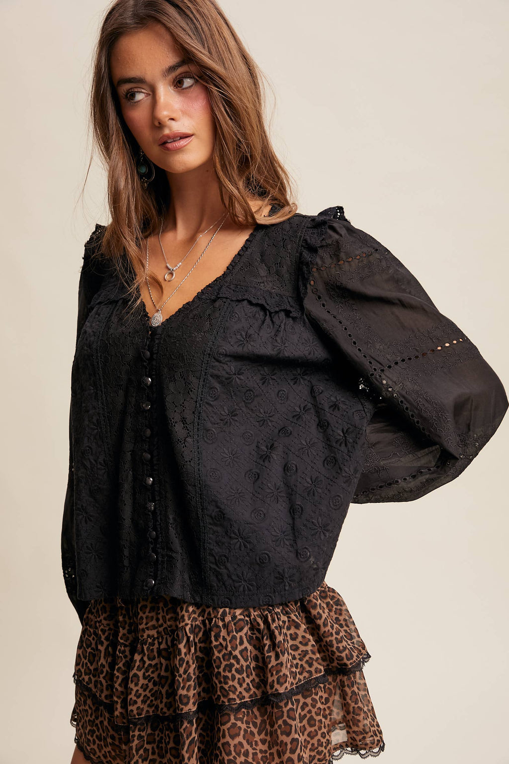 Delicate Embroidered Lace Blouse