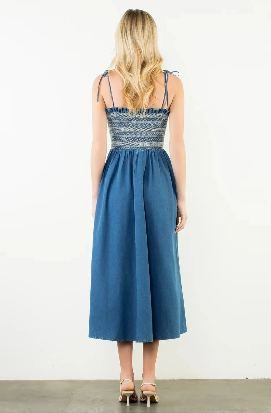 THML Smocked Midi Dress