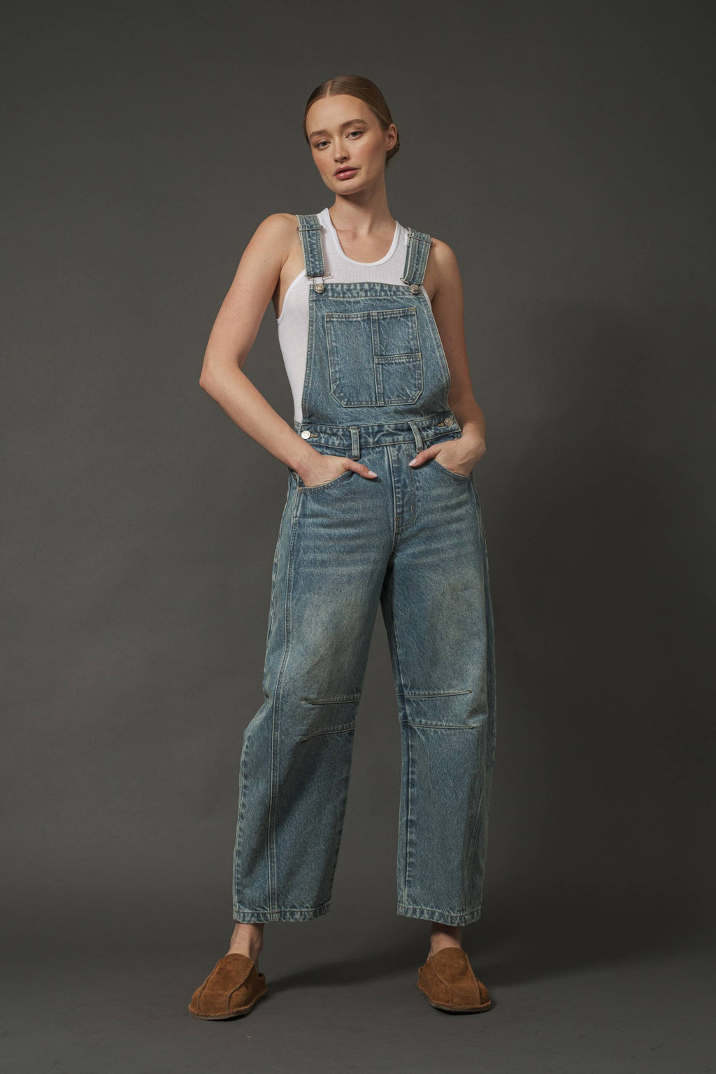 SLOUCHY RELAX FIT DENIM OVERALL
