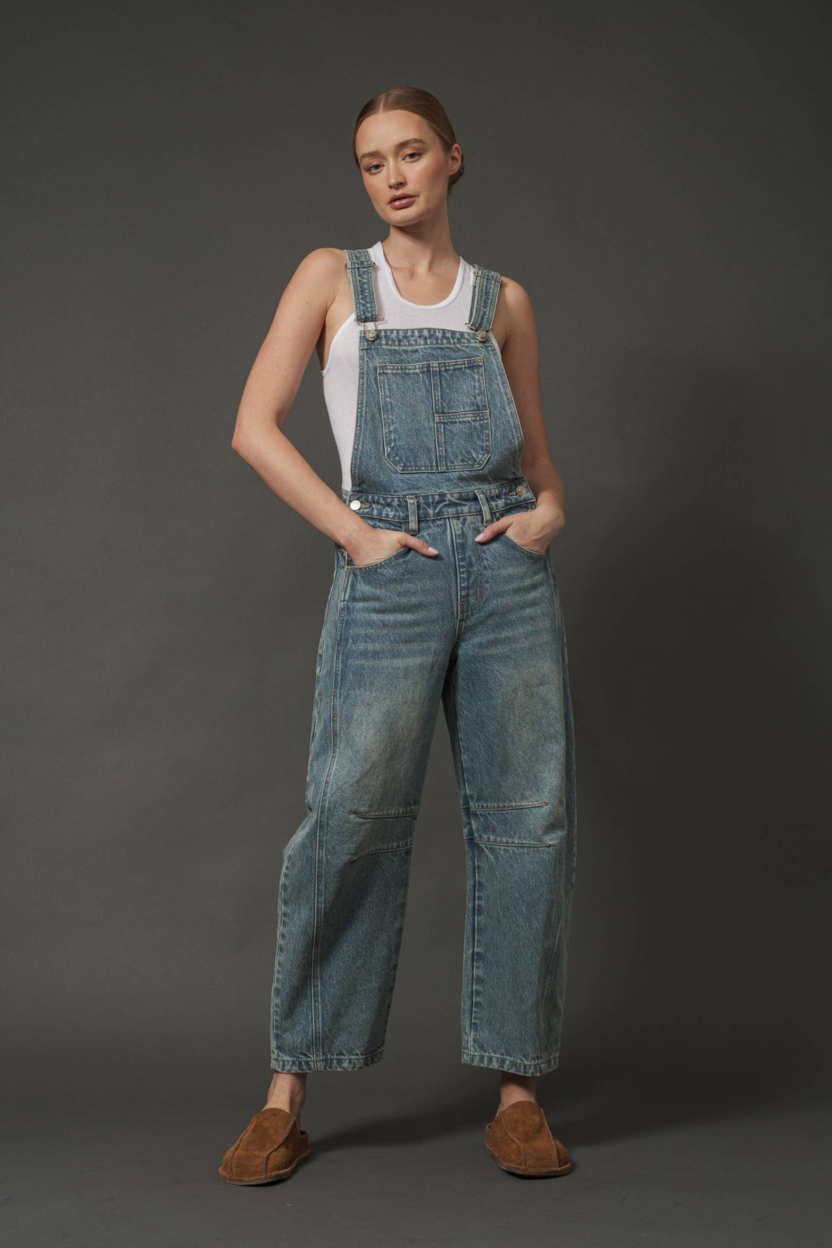 SLOUCHY RELAX FIT DENIM OVERALL