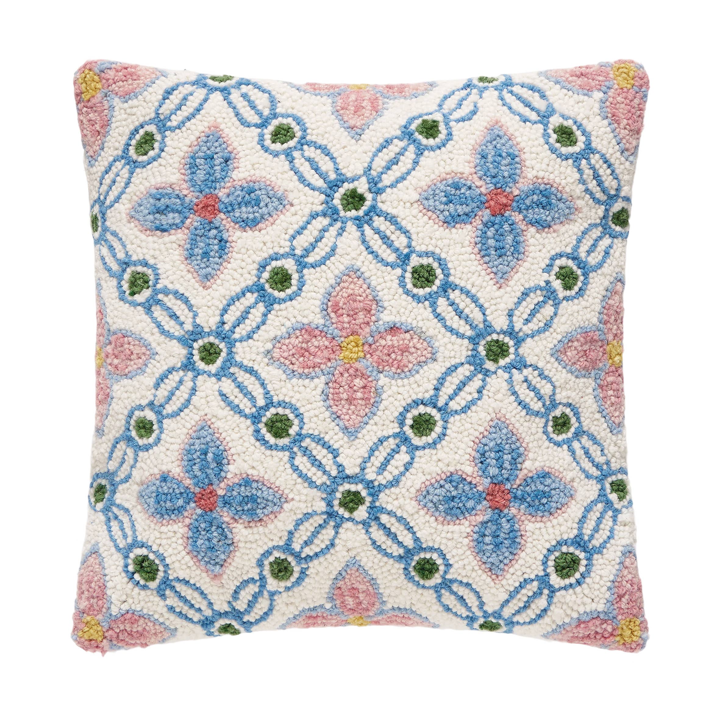 Vintage Floral Tile Hook Pillow