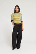 7/8 SLEEVES STRIPE SWEATER TOP