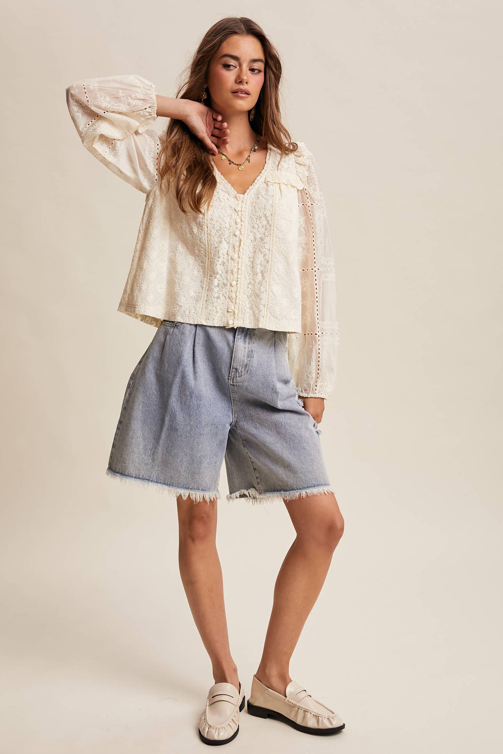 Delicate Embroidered Lace Blouse