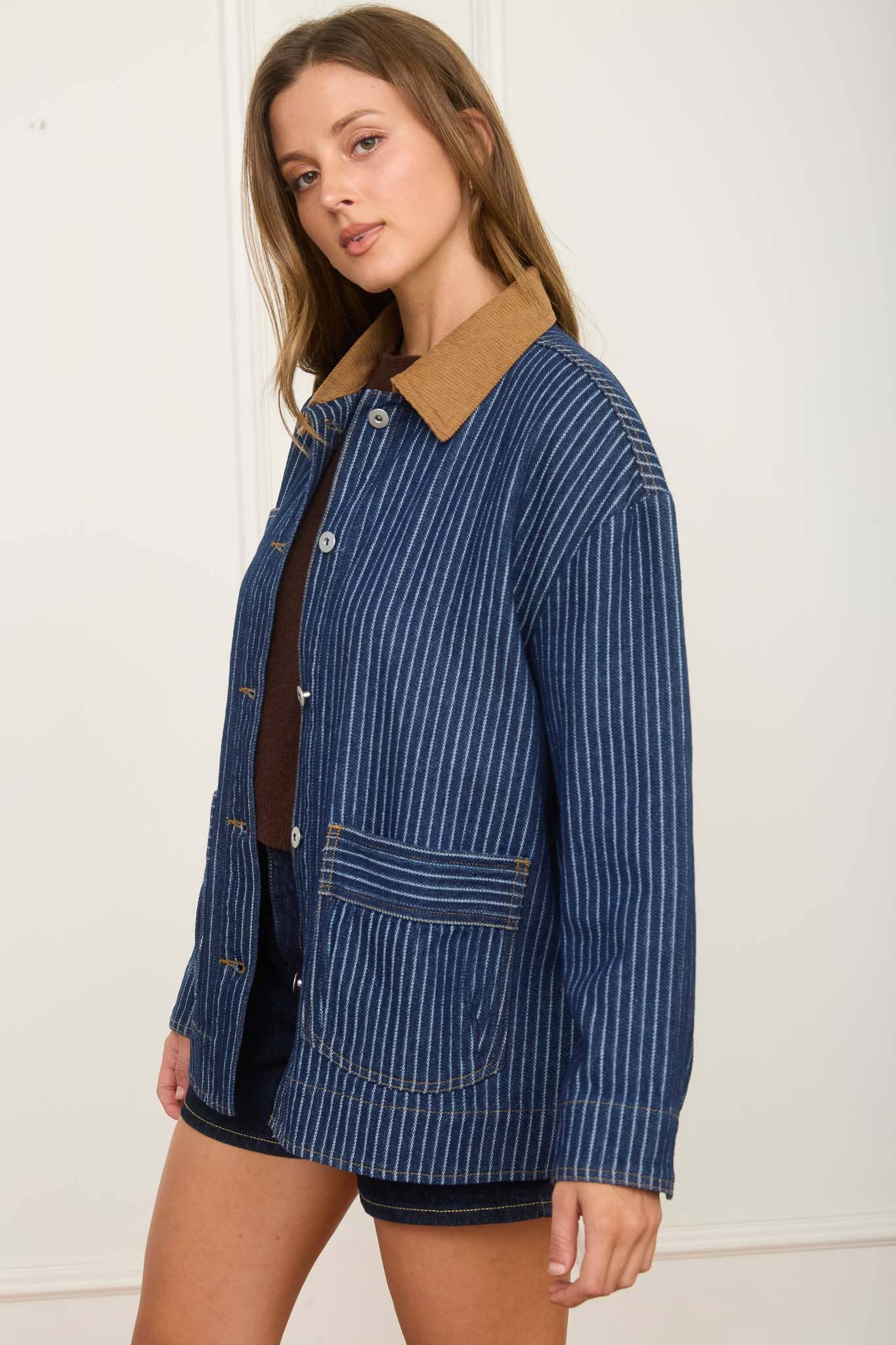 CORDUROY COLLAR SHACKET