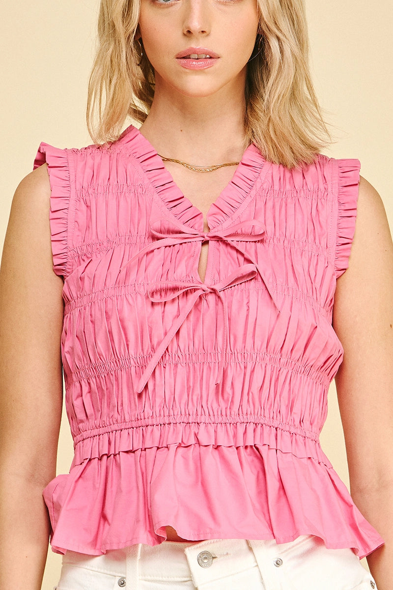 Front tie pink top