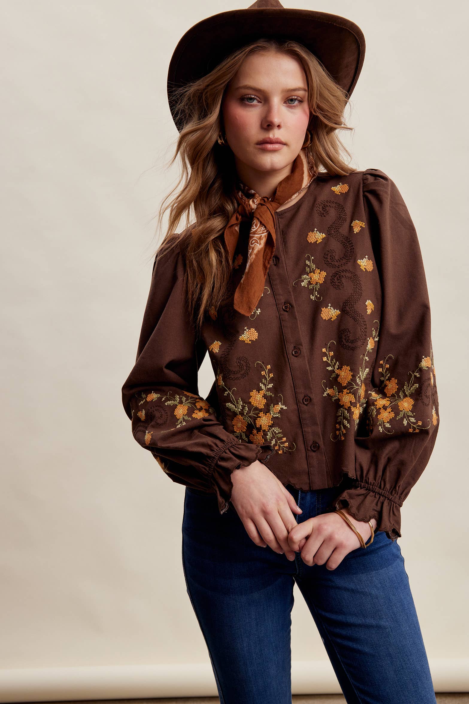 Embroidered Scallop Hem Cotton