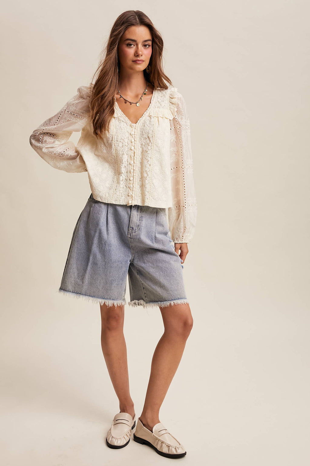 Delicate Embroidered Lace Blouse
