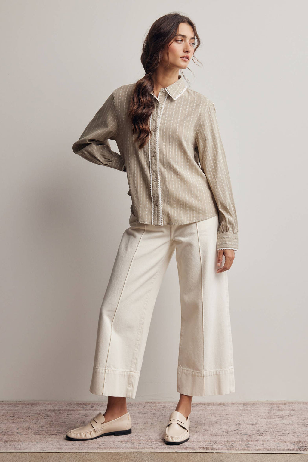 Lace Trim Embroidered Blouse