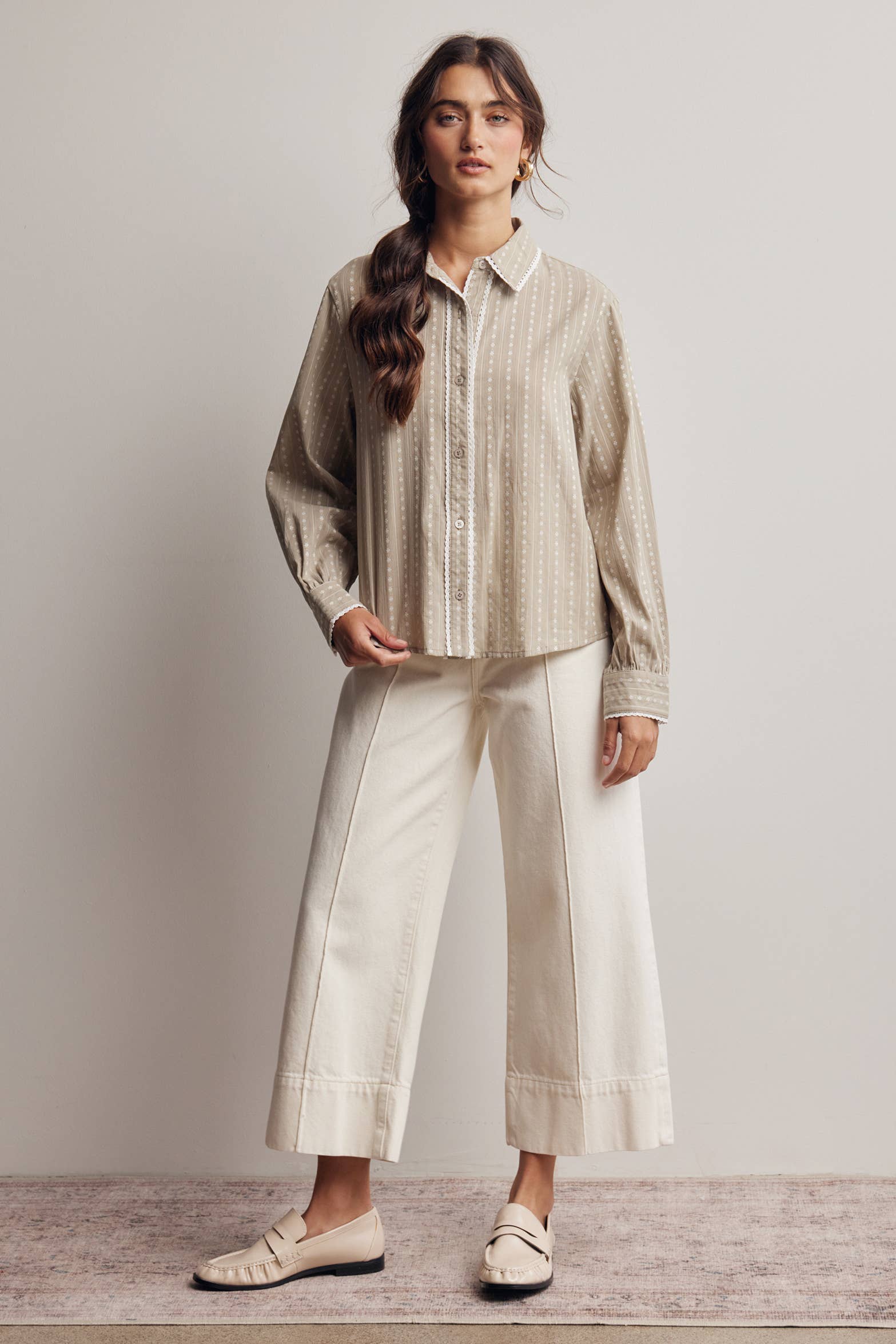 Lace Trim Embroidered Blouse