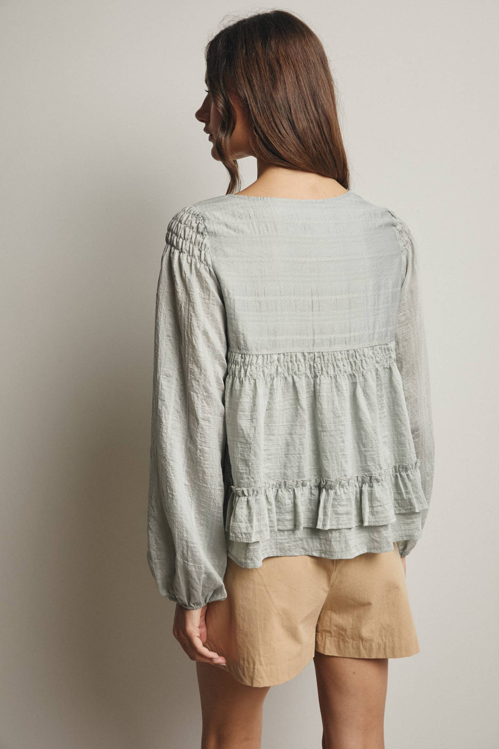 Ruffle Hem Peasant Blouse