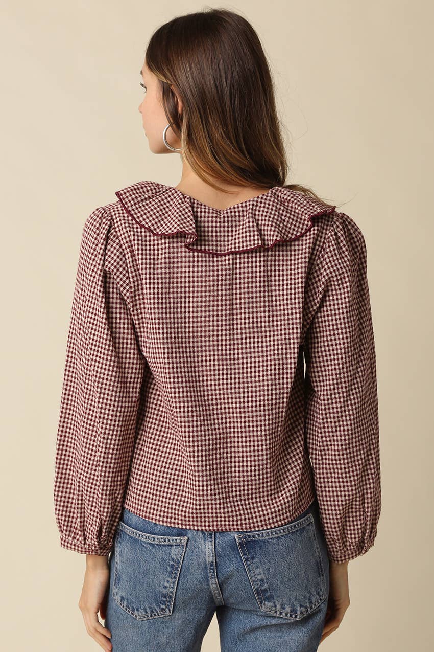 Alexa Gingham Ruffle Blouse