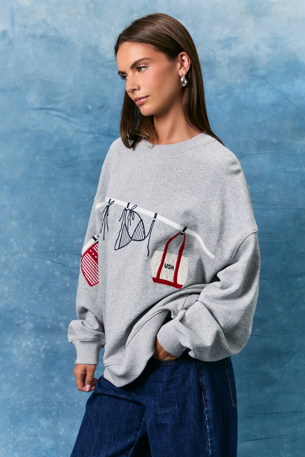 SWEATSHIRT W/RED, WHT, BLUE