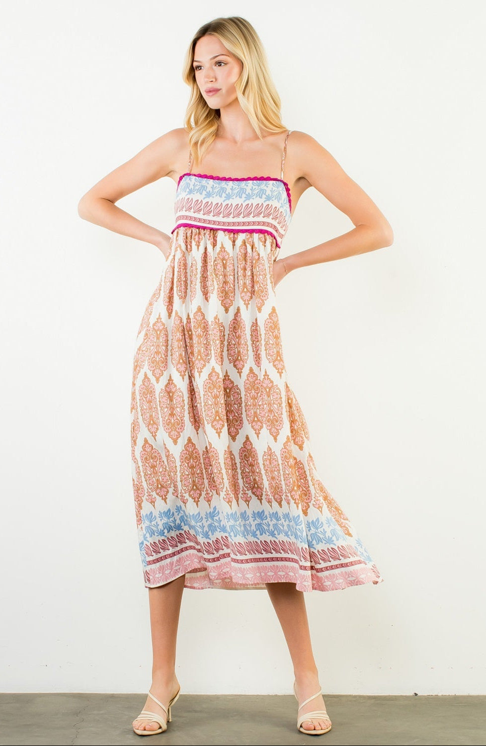 THML Strap Print Maxi Dress