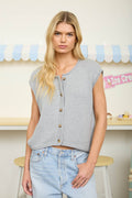 SLEEVELESS BUTTON DOWN CARDIGAN