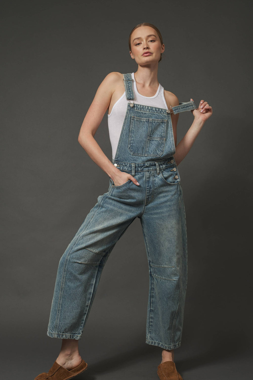 SLOUCHY RELAX FIT DENIM OVERALL