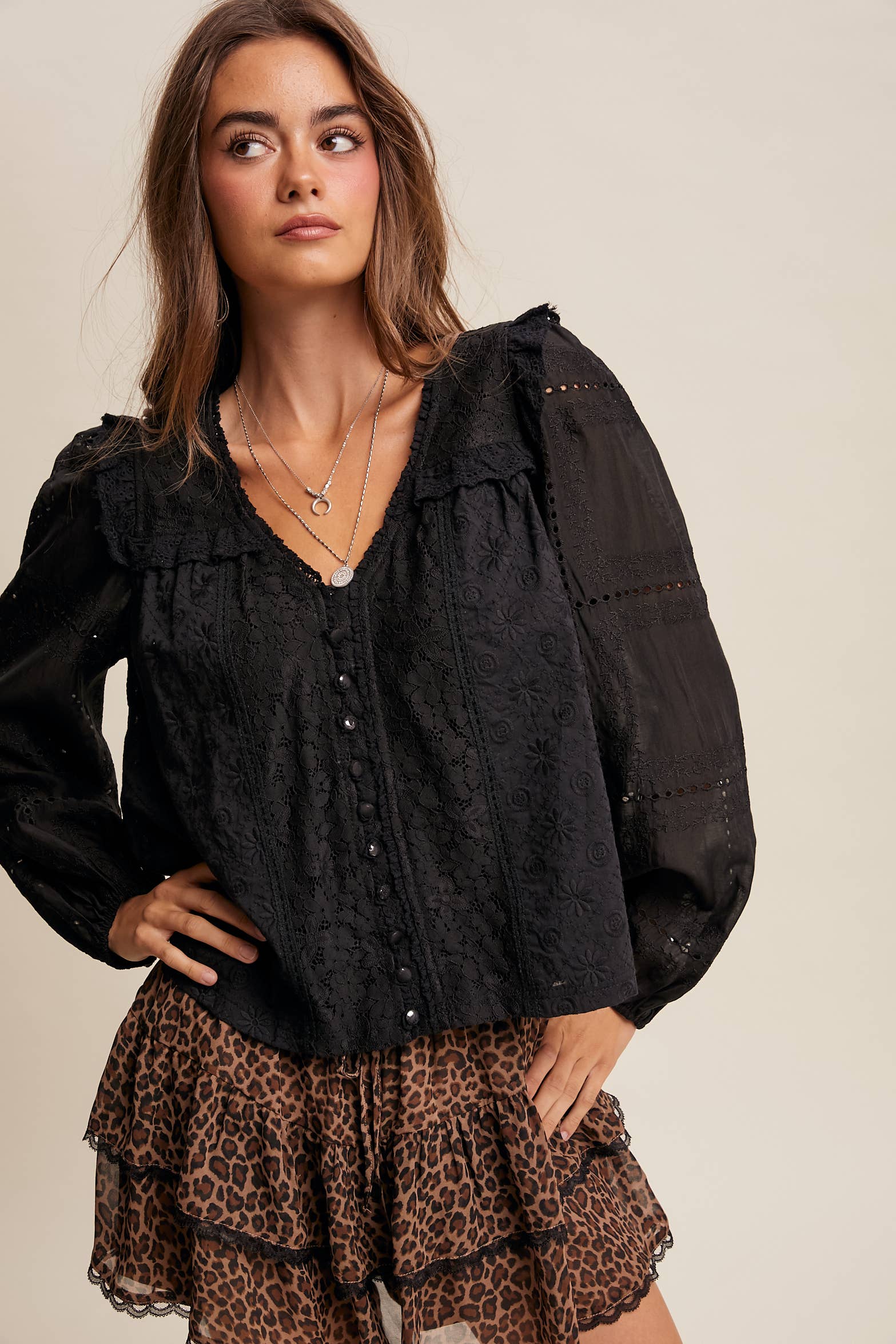 Delicate Embroidered Lace Blouse