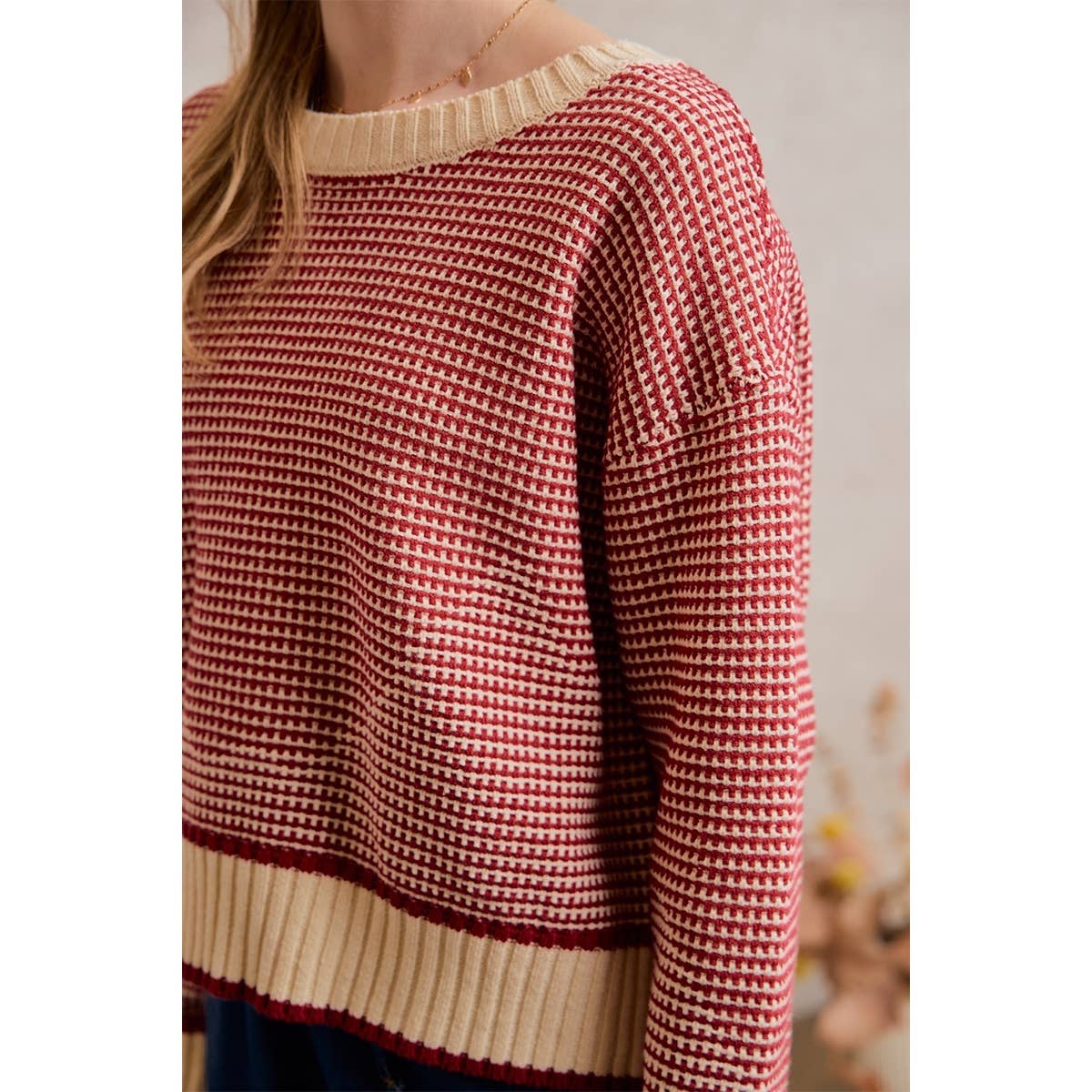 TEXTURED CREWNECK SWEATER