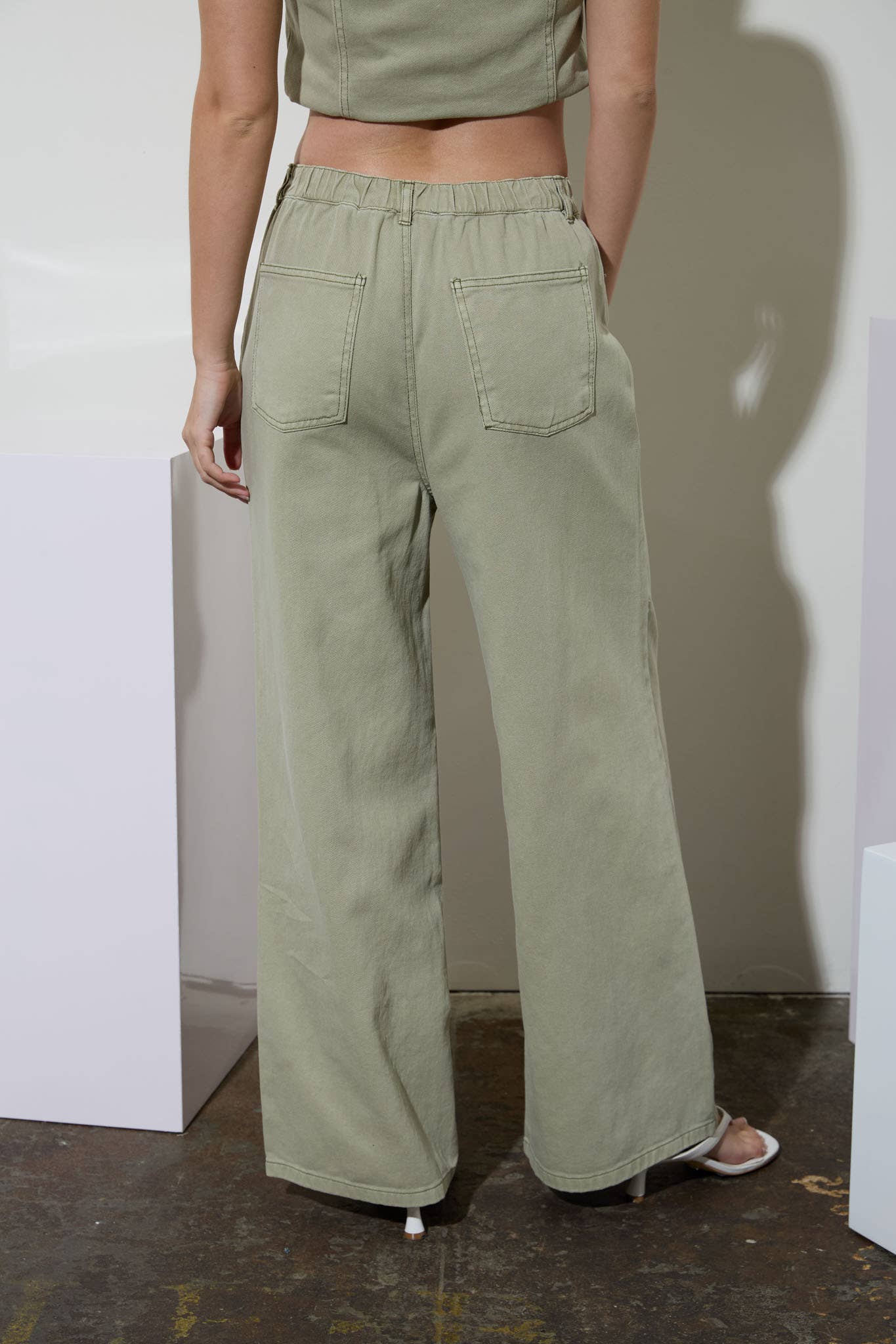 DRAWSTRING DETAIL DENIM PANTS