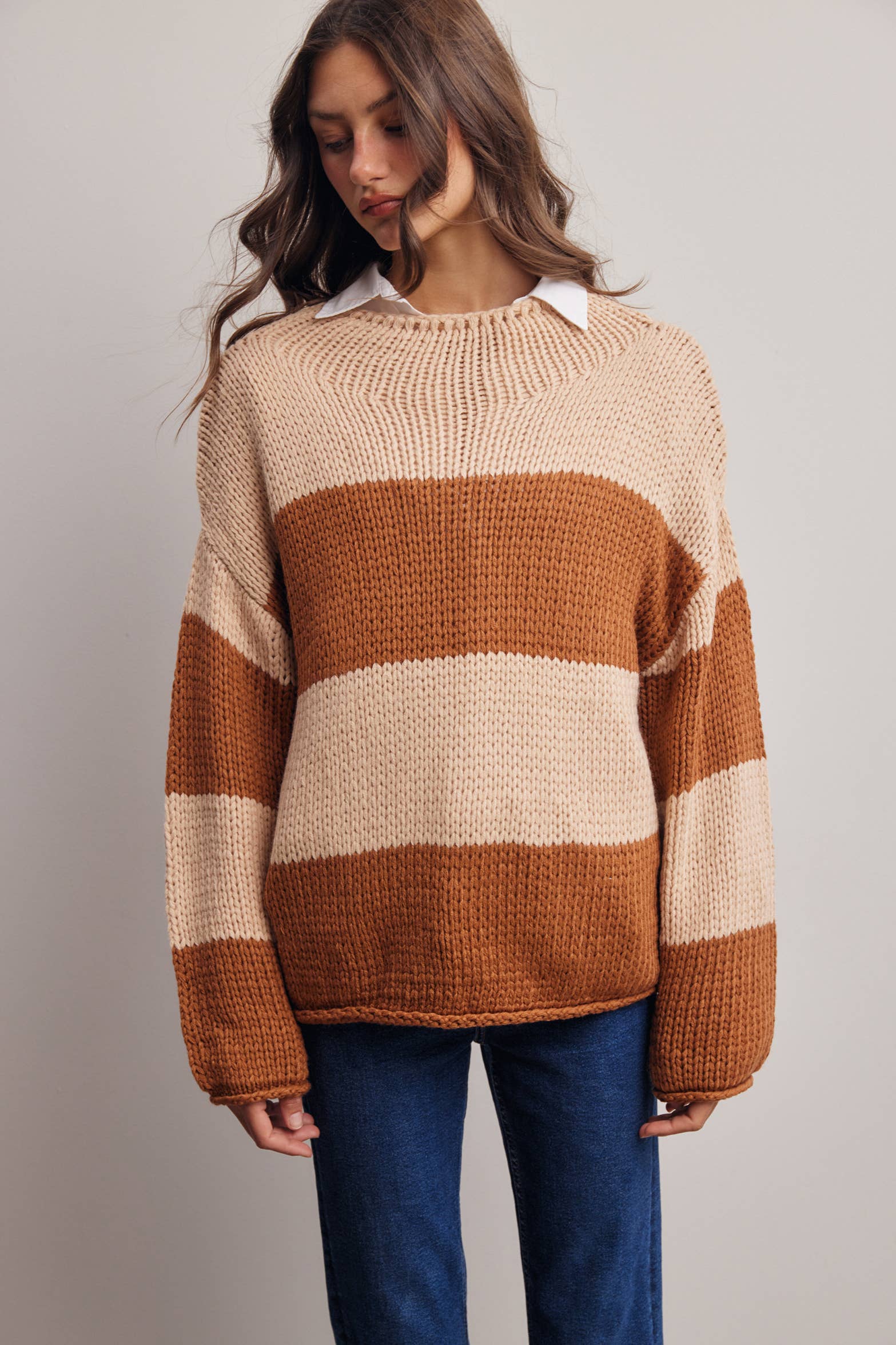Chunky Stripe Knit Sweater