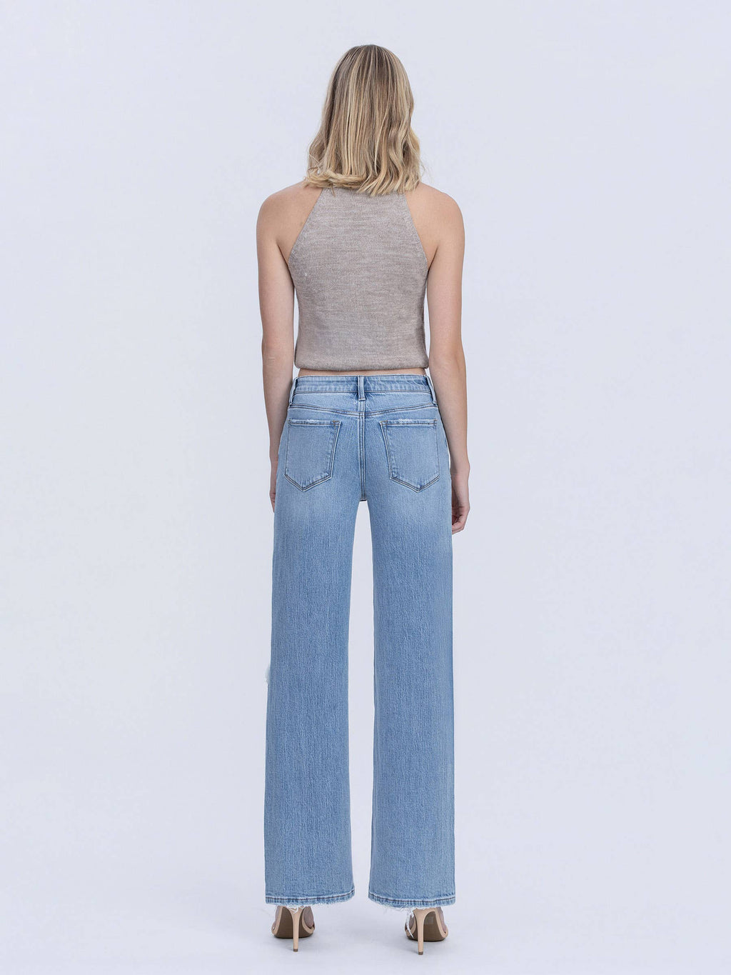 OLIVIA MID RISE DISTRESSED WIDE LEG JEAN by Vervet