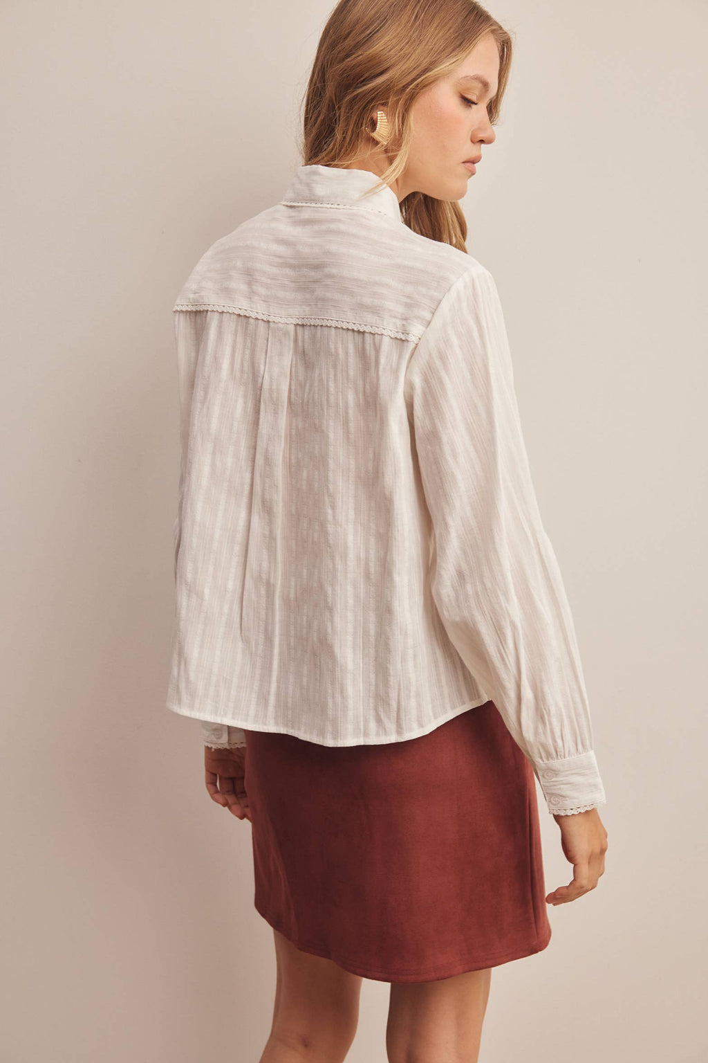Lace Trim Embroidered Blouse