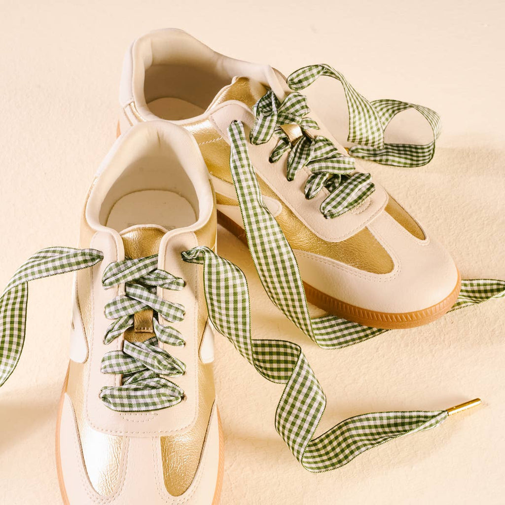 Green Gingham Shoelaces