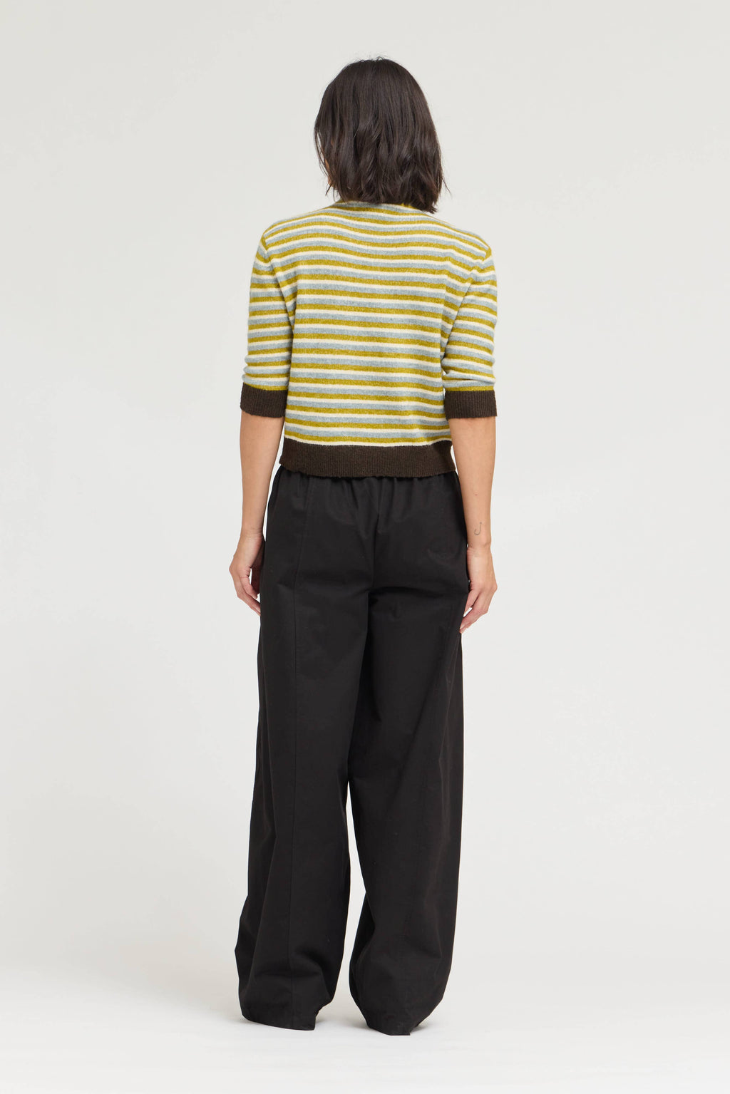 7/8 SLEEVES STRIPE SWEATER TOP
