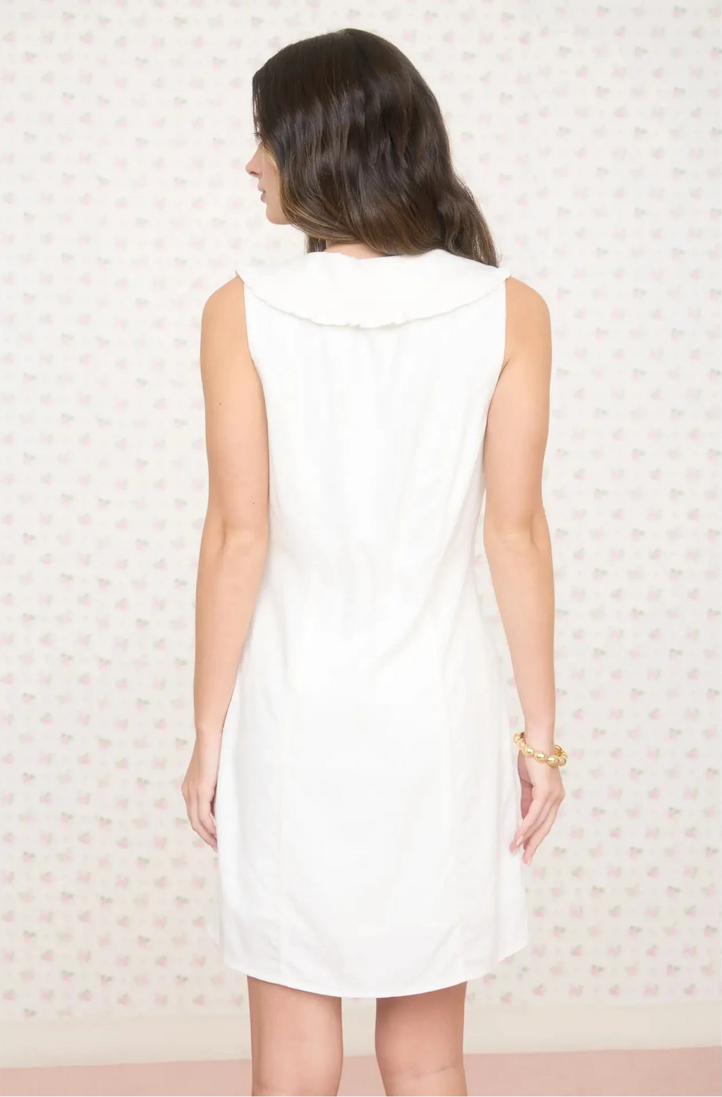 White Sailor Neck Tie Mini Dress by The Workshop Studio